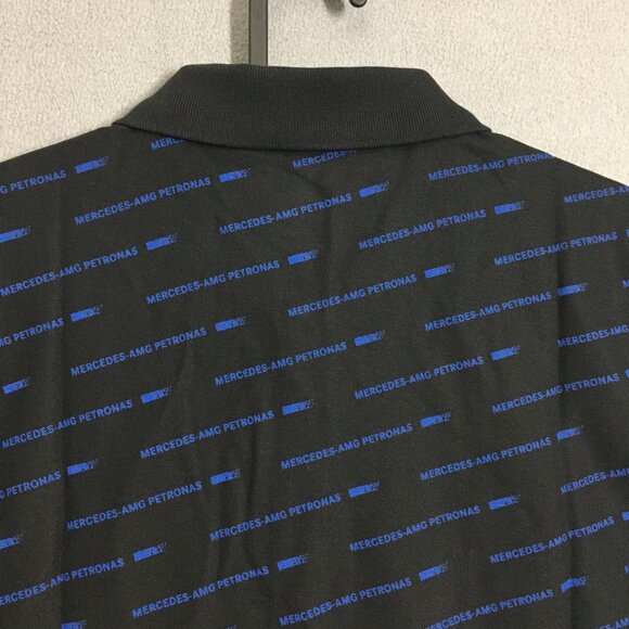 PUMA MAPF1 AOP Mens Medium Polo Shirt Short Sleeve Black Mercedes Benz Print NWT - Picture 13 of 16